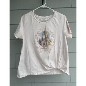Walt Disney World 50th Anniversary Pink Castle T-Shirt Women's Park Tee Sz M
